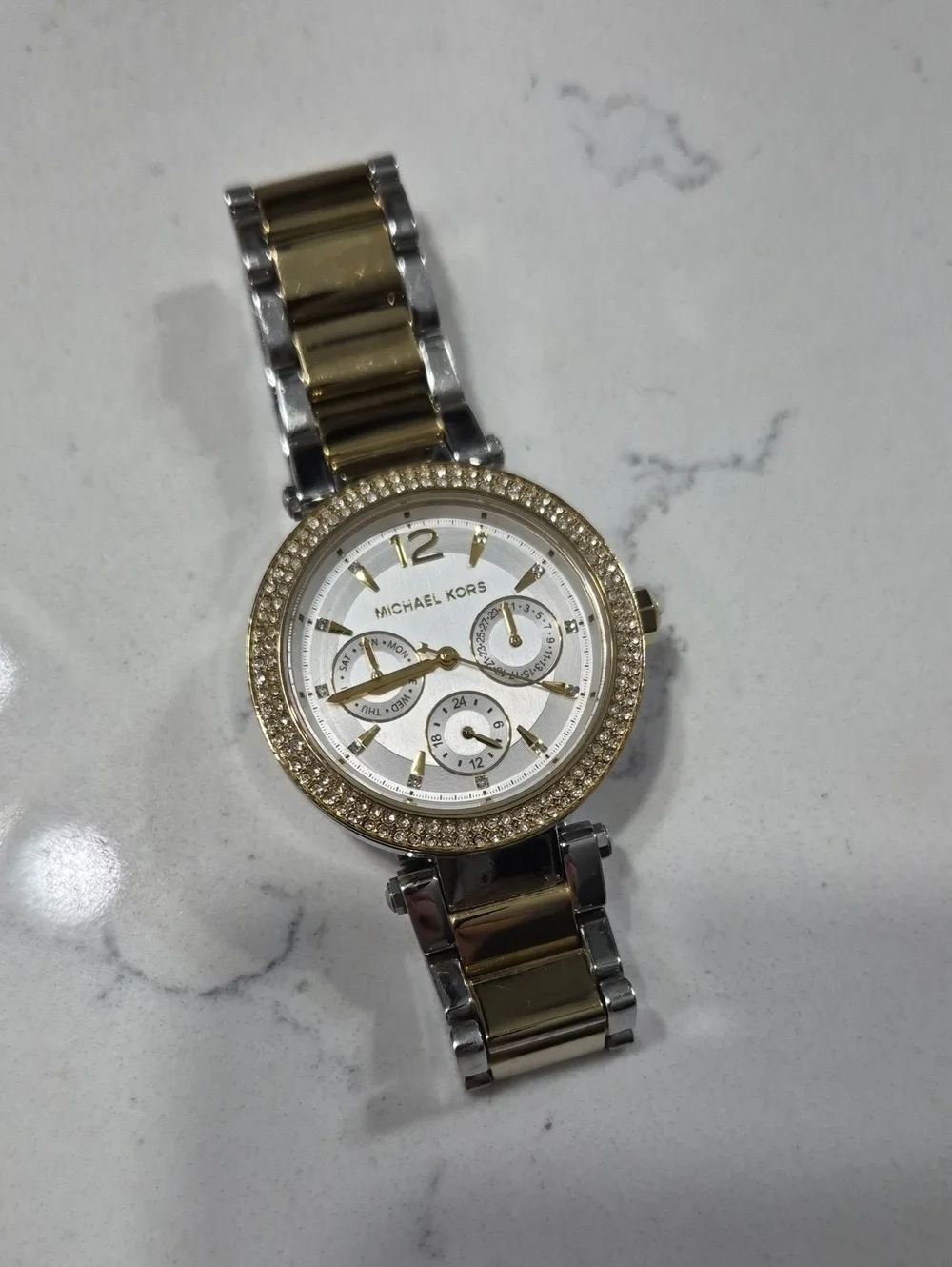 Michael Kors Two-Tone Gold and Silver Crystal Bezel Women's Watch